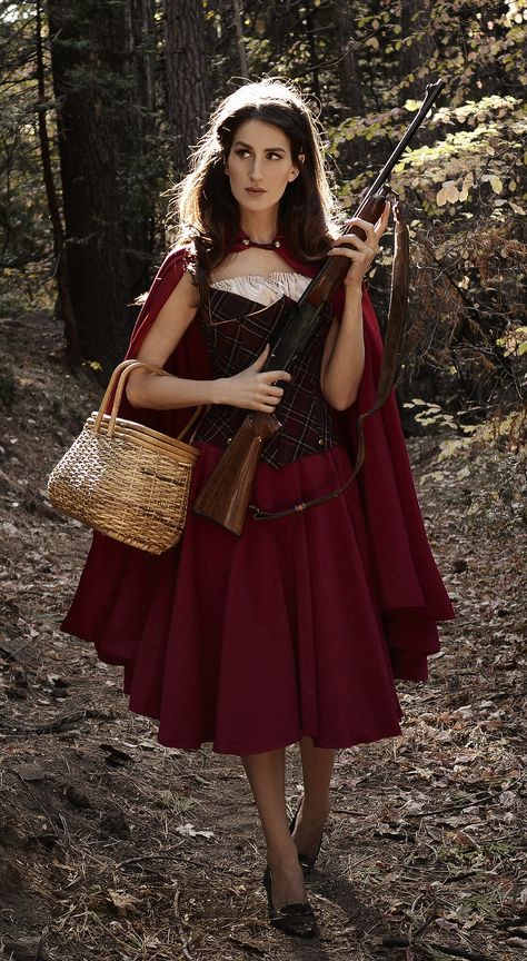 Gothic Red Riding Hood Costume, Cottage Core Goth, Red Riding Hood Cosplay, Christine Mcconnell, Fairy Tale Costumes, Red Riding Hood Costume, Top Tv, Fairytale Photography, Halloween Costume Outfits