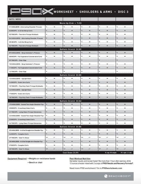 The P90X Shoulders And Arms Worksheet design is a very helpful tool. In spreadsheets, you can coordinate knowledge and do calculations really effective and simple way. The following test spreadsheet can help you with a number of purposes in producing your own P90X Shoulders And Arms Worksheet. P90x Workout Sheets, Body Beast Workout Sheets, P90x Workout Schedule, Insanity Workout Schedule, Shoulder And Arm Workout, Lean Workout, Arm Workout Routine, P90x Workout, Chest And Back Workout