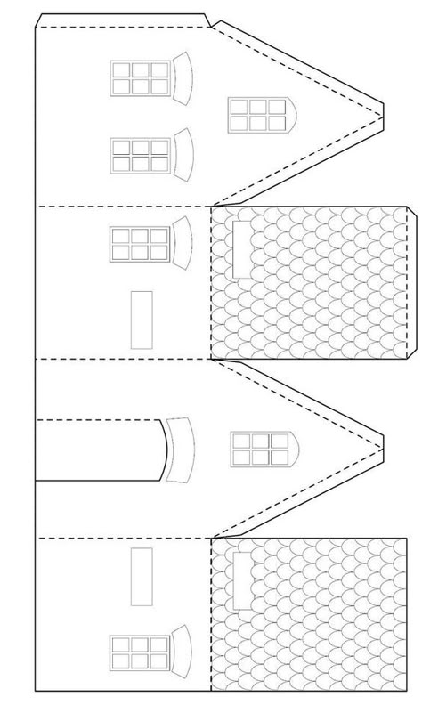 Christmas House Paper Template, Puts House Patterns, Up House Printable Template, Christmas House Printable, Putz House Template, Paper House Template Printables Free Pdf, Paper Houses Template, Ginger Bread House Template Printable, House Template Printable For Kids