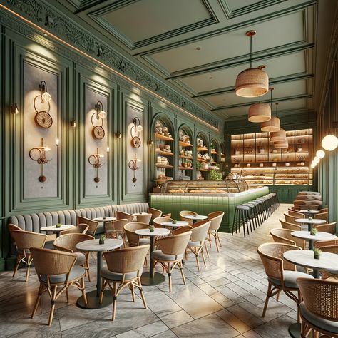 Restaurant Interior Design Classic, Artdeco Interiors Restaurant, Sofa Seating Restaurant, Lunch Room Design, French Restaurant Interior, Art Deco Restaurant Interior, French Cafe Interior Design, French Style Restaurant, Elegant Restaurant Interior Design