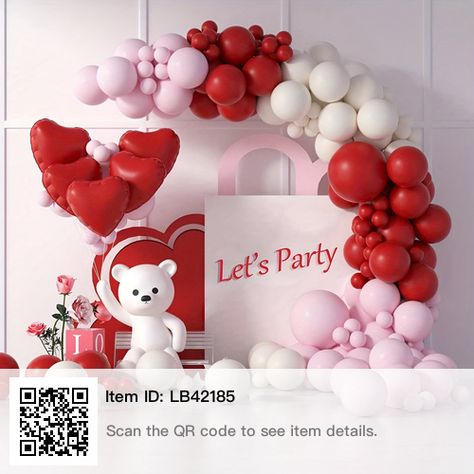 Party Balloon Garland, Pink Balloon Garland, Balloons For Wedding, Day Party Decorations, Balloon Kits, Balloon Ribbon, Garland Arch, Love Balloon, Red Balloon