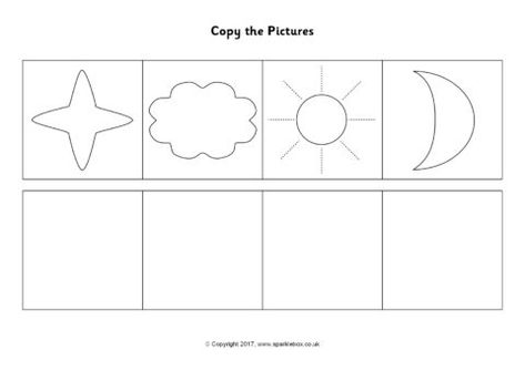 Copy the Pictures Worksheets (SB12184) - SparkleBox Copy The Picture Worksheet, Cool Math Games, Cool Math, First Grade Art, Counting Worksheets, Finger Plays, Fun Math Games, Simple Poster, 2d Shapes