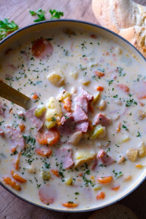 Creamy Ham And Potato Soup, No Heavy Cream, Instant Pot Ham, Ham And Potato Soup, Carrots Celery, Potatoes Carrots, Potato Soup, Picky Eaters, Heavy Cream