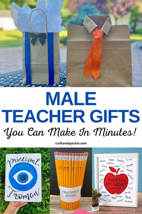 Gift Ideas For Male Teachers, Teacher Gifts For Men, Teacher Appreciation Gift Baskets, Unique Teacher Gifts, High School Teacher Gifts, Male Teachers, Unique Teacher Appreciation Gifts, Elementary Teacher Gifts, Diy Teacher Christmas Gifts