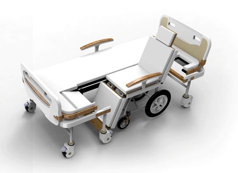 Innovative Hospital Bed Transform Wheelchair By Lirong Yang Assisted Living Homes, Medical Furniture, Wheelchairs Design, Smart Bed, Hospital Room, Hospital Bed, Hospital Design, Medical Design, Healthcare Design