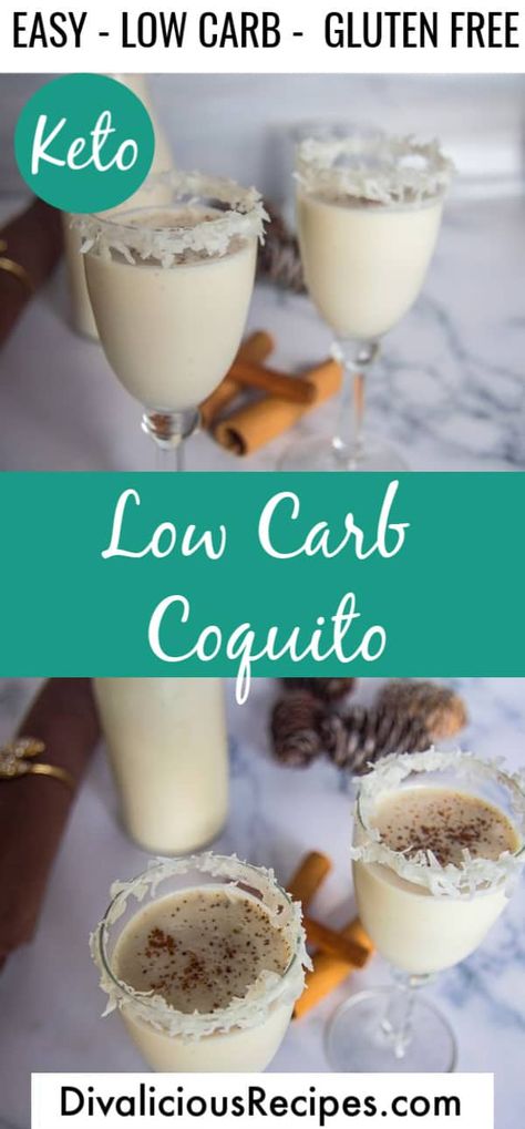 Coquito Cocktail, Coquito Recipe, Low Sugar Diet Recipes, Low Carb Cocktails, Ground Beef Stroganoff, Keto Cocktails, Low Carb Low Fat Recipes, Postre Keto, Low Carb Drinks