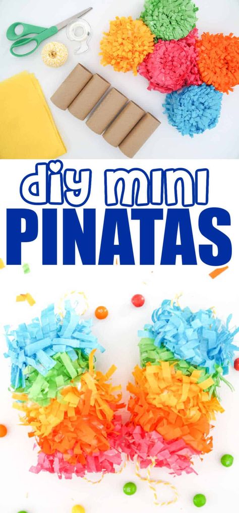 Kids Birthday Party Crafts, Homemade Pinata, Rainbow Pinata, Pinata Diy, Mexican Birthday Parties, May Crafts, Kids Party Crafts, Mini Pinatas, Fiesta Birthday Party