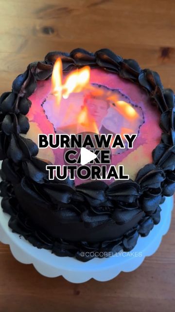 How To Make A Burn Cake, Cake With Printed Image, Edible Printed Cake Wafer Paper, Trending Cake Designs For Men, Burning Cake Reveal, Cake For Guys Birthday, Burn Cake Trend, Burnawaycake Birthday, Diy Bday Cake