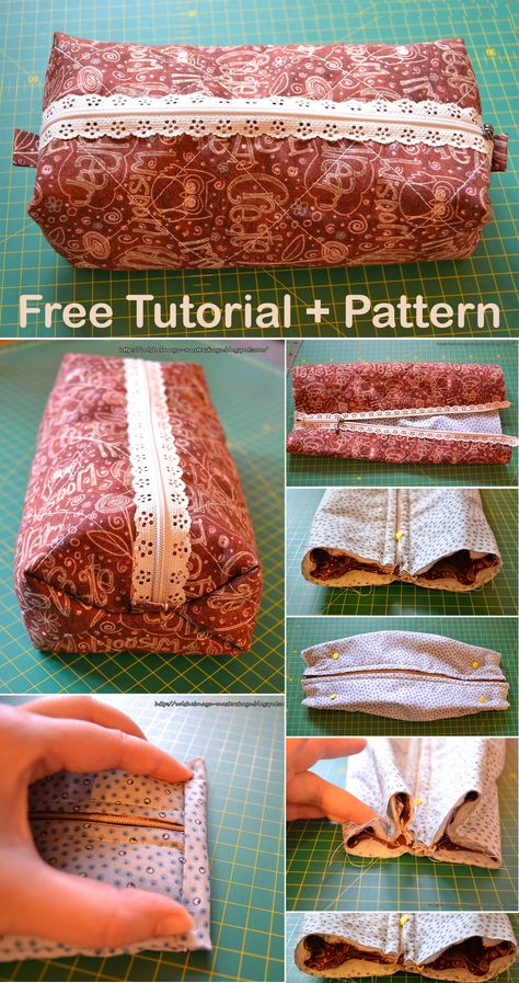 Sew Illustration, Cosmetic Bag Tutorial, Makeup Bag Pattern, Zipper Tutorial, Cute Sewing Projects, Tutorial Ideas, Sewing Tutorials Free, Beginner Sewing Projects Easy, Bag Sewing