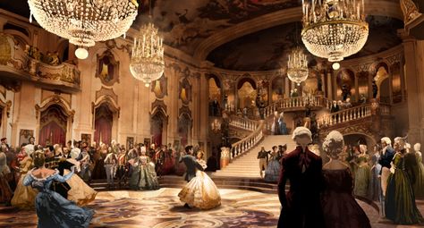 palace ballroom Fantasy Ballroom, Castle Ballroom, Ballroom Aesthetic, Palace Ballroom, Cinderella 2015, Ball Aesthetic, Castle Aesthetic, Victorian Aesthetic, Royalty Aesthetic