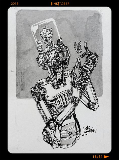 Dystopian Art Illustrations, Dystopian Sketch, Mechanical Style Art, Robotics Drawing, Steam Punk Art Drawings, Robot Drawing Sketches, Robot Drawing Ideas, Robots Art Drawing, Cyberpunk Sketch