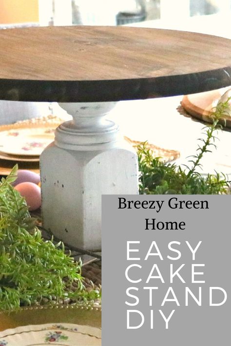 Create this easy wooden cake plate DIY made with materials that you can find at your local hardware store. Wooden Cake Plate, Cake Stand Diy, Cake Plates Diy, Wooden Cake Stand, Diy Farmhouse Ideas, Cake Stand Decor, Diy Cake Stand, Wooden Cake Stands, Plates Diy