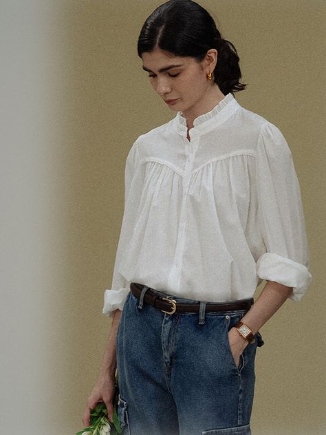 Frill Shirt, 70s Inspired Fashion, Summer Fashions, Rayon Blouse, Romantic Blouses, Texture Fabric, Cotton Blouse, Cotton Blouses, Silk Shirt