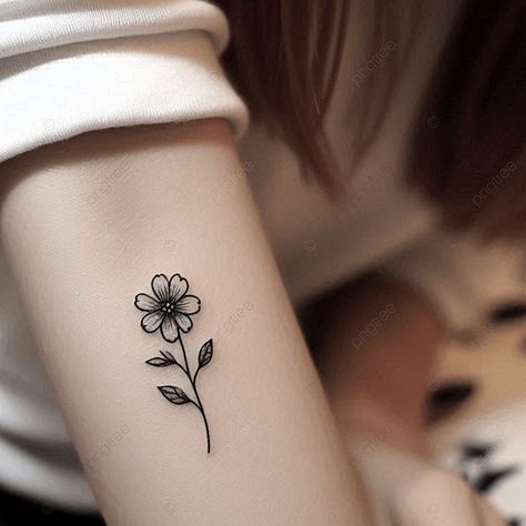 Simple Flower Tattoo On Forearm Background Background Flower Tattoo, Little Flower Tattoo, Michelle Tattoo, Flower Tattoo On Forearm, Daisy Tattoo Designs, Simple Flower Tattoo, Forearm Flower Tattoo, Flower Tattoo Ideas, Tattoo On Forearm