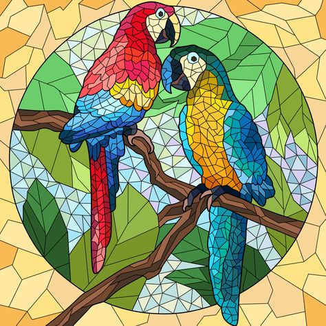 Mosaic Drawing, Landscape Art Lessons, Mosaic Art Diy, Parrots Art, Mosaic Animals, Easy Pixel Art, Mosaic Tile Art, Collage Art Projects, Paper Collage Art