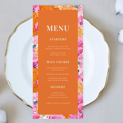 Elegant Wedding Menu, Bloom Wedding, Salad Mixed Greens, Herb Roasted Chicken, Boda Mexicana, Chocolate Wedding Cake, Orange Wedding, Kids Stationery, Wedding Desserts