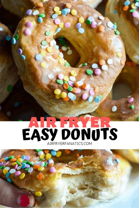 Deep Fried Donuts, Airfryer Breakfast, Air Fryer Donuts, Best Donuts, Easy Donuts, Fun Breakfast, Cooking With Coconut Oil, Kids Help, Flaky Biscuits