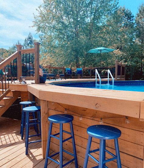 Pool Bar Ideas, Decks Around Pools, Pool Ideas Small, Inground Pool Landscaping, Above Ground Pool Deck, Pool Deck Plans, Best Above Ground Pool, Outdoor Pool Area, Swimming Pool Decks