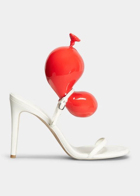 X5VK6 Loewe Balloon Lambskin Slide Sandals Heels Runway, Loewe Balloon, Balloon Top, Lady Outfit, Lana Jewelry, Red Balloon, Leather Buckle, Party Shoes, Bergdorf Goodman