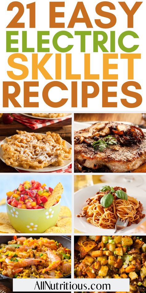 If you want meal ideas to make on your electric skillet, we have you covered. You can make everything from dinner recipes, healthy side dishes to desserts. Make the most of your skillet with these delicious and easy recipe ideas. Skillet Dinners For Two, Oster Electric Skillet Recipes, Sunshine Skillet Bob Evans Recipe, Electric Skillet Spaghetti Recipes, Green Pan Electric Skillet Recipes, Cooking With Electric Skillet, Healthy Electric Skillet Recipes, Electric Frypan Meals, Stove Top Skillet Meals