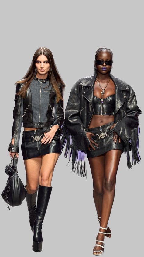 Counterculture Fashion, All Leather Outfit, Leather Runway, Spring 2023 Ready To Wear, Leather Outfits, Versace Spring, Runway Fashion Couture, Versace Fashion, 2023 Ready To Wear