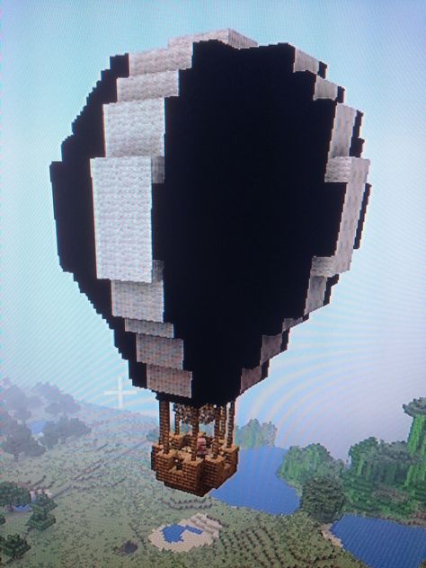 Minecraft Hot Air Balloon Minecraft Hot Air Balloon, Minecraft Balloons, Minecraft Village Ideas, Cherry Blossom House, Minecraft Pfp, Build In Minecraft, Minecraft Building Blueprints, Cottage Minecraft, Minecraft Steampunk