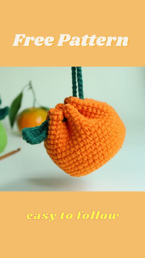 Crochet Drawstring Bag, Patterns Simple, Crochet Fruit, Crochet Bag Pattern Free, Crochet Pouch, Cozy Crochet, Women Ideas, Crochet Design Pattern, Beginner Crochet Projects