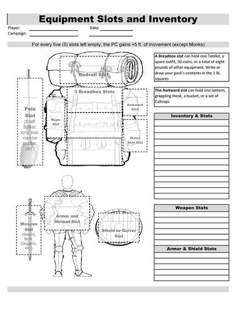 Rpg Stats Sheet, Dnd Backpack Inventory, Dnd Inventory Sheet, Rpg Character Sheet, Inventory Sheet, Dnd Character Sheet, Dungeon Master's Guide, D D Items, Dungeons And Dragons 5e