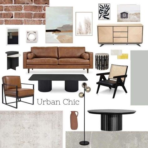 Brown Leather Couch Office Decor, Restauration Hardware Interior Design, Industrial Modern Decor, Modern Industrial Living Room, Brown Couch Living Room, Knysna, Industrial Livingroom, Transitional Living Rooms, Brown Living Room