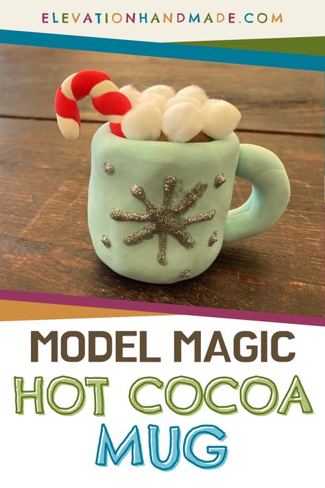 This model magic project is so simple and fun! At Elevation Handmade we have a lot of model magic ideas, and other fun clay projects ideas for your kids to try! These fun kids clay ideas will have your kids busy for hours! Join us to make clay ideas for kids! Model Magic Christmas Crafts, Magic Model Clay Ideas, Christmas Clay Ideas For Kids, Model Magic Ornaments, Model Magic Christmas, Polymer Clay Ornaments Diy, Hot Cocoa Craft, Model Magic Ideas, Model Magic Clay Ideas