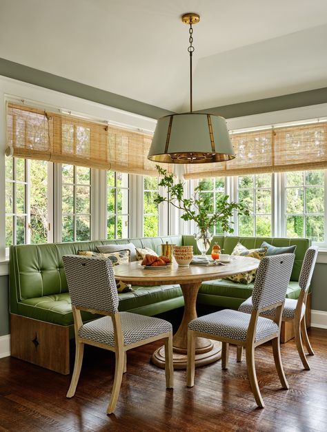 Prospect Ave — Chauncey Boothby Interiors Cb2 Table, Larchmont Ny, Cozy Breakfast Nook, Patterned Chair, Whimsical Home, Foyer Design, Banquette Seating, Kitchen Nook, Dining Nook