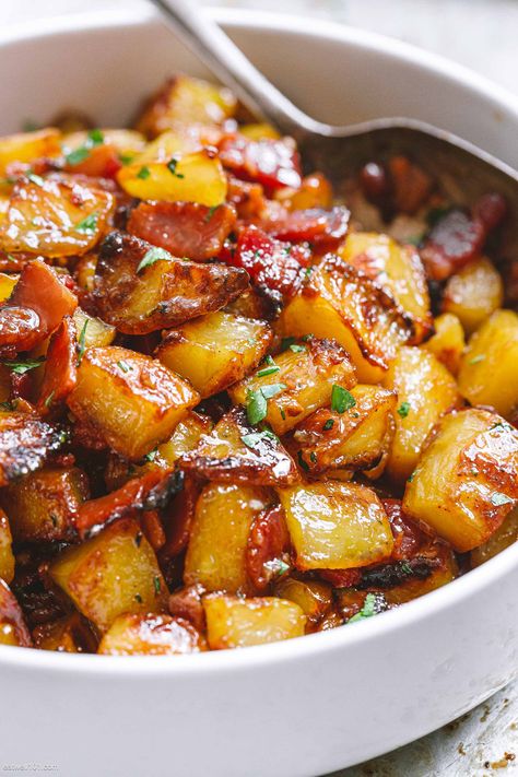 Honey Bacon, Fest Mad, Roasted Potato Recipes, Pasti Sani, Potato Recipes Side Dishes, Potato Sides, Potato Side Dishes, Deilig Mat, Potato Dishes