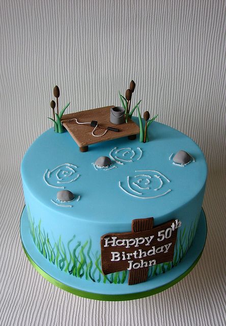 John's Fishing themed birthday Cake by RubyteaCakes, via Flickr Fishing Theme Cake, Fisherman Cake, Fish Cake Birthday, Fishing Cake, Pinterest Cake, Birthday Cake For Him, Homemade Birthday Cakes, Adult Birthday Cakes, Cupcake Birthday Cake