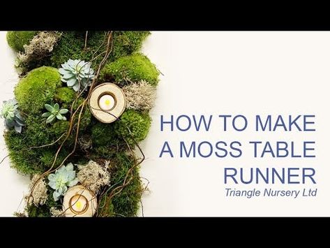 How to Make a Moss Table Runner or Garland - YouTube Moss Wedding Table, Moss Centerpiece Wedding, Moss Wedding Decor, Wedding Table Lighting, Moss Table Runner, Moss Table, Moss Centerpieces, Driftwood Centerpiece, Moss Wedding