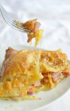 Ham and Cheese Puff Pastry Bake by Wonky Wonderful Frozen Dough Recipes, Ham And Cheese Puff Pastry, Ham Cheese Puff Pastry, Easter Food Appetizers, Cheese Puff, Cheese Puff Pastry, Leftover Ham Recipes, Easter Dinner Recipes, Easter Brunch Food