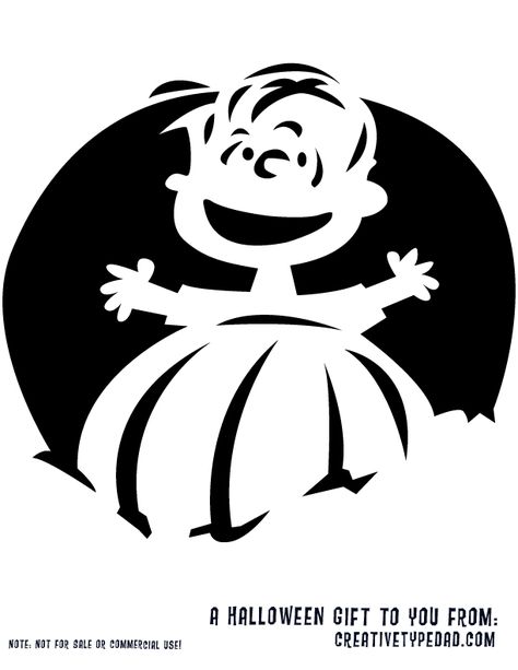 Linus/the Great Pumpkin Stencil, Ok, I just used this stencil to carve a funkin (pin coming soon) and it comes out really well.  The one tip I would give though, Hot Craft knife or else you are going to break the detail work. Free Pumpkin Carving Stencils Printable, Pumpkin Carving Templates Printable Free, Pumpkin Carving Ideas Stencils, Pumpkin Carving Ideas Disney, Free Printable Pumpkin Carving Stencils, Charlie Brown Pumpkin, Free Pumpkin Carving Stencils, Labu Halloween, Stencils Ideas