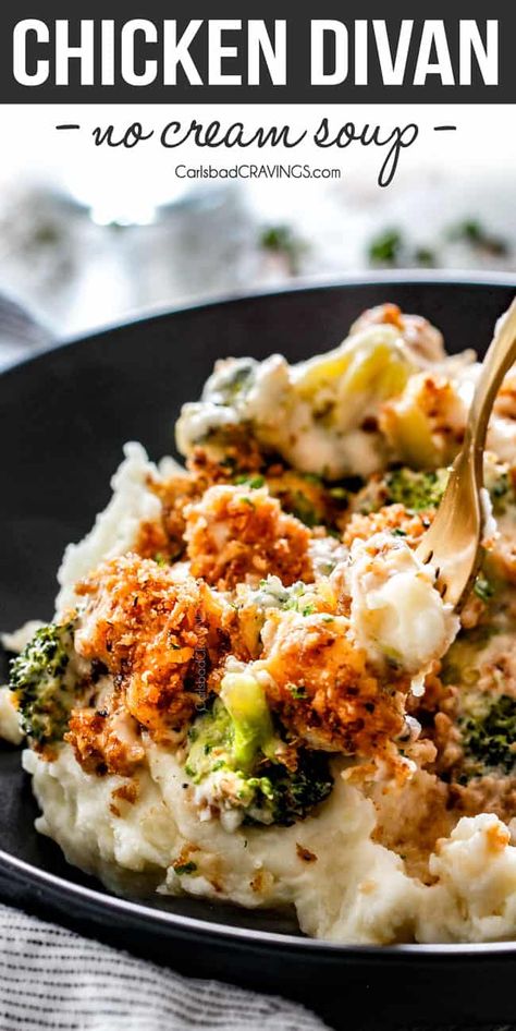 Chicken Divan Casserole, Chicken Divan Recipe, Creamy Cheese Sauce, Chicken Divan, Carlsbad Cravings, Chicken And Broccoli, Chicken Main Dishes, Creamy Cheese, Chicken Broccoli