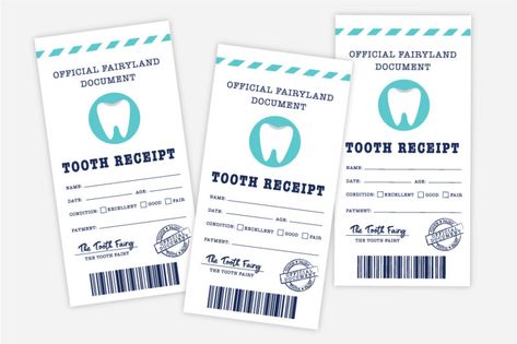 Free Printable Tooth Fairy Certificate, Receipt, Envelope and Door Hanger Tooth Fairy Receipt Free Printable, Receipt Envelope, Tooth Fairy Printable, Fairy Printable, Tooth Fairy Note, Boy Tooth Fairy, Childrens Dental Health, Tooth Fairy Receipt, Losing Teeth