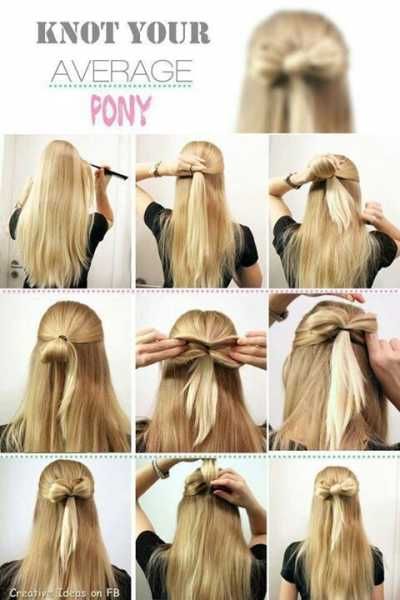 Knot your average pony tail.  Make a bow out of your hair. Trendy We Fryzurach, Kadeřnické Trendy, Fesyen Rambut, Bow Hairstyle, Scene Hair, Latest Hairstyles, Sleeve Tattoo, Stylish Hair, Medium Hair