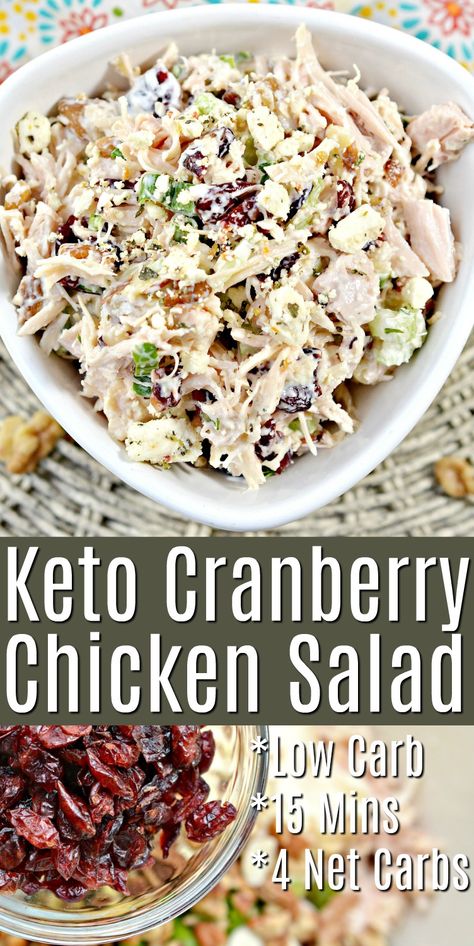 Keto Cranberry Chicken Salad Chicken Salad Chick Cranberry Kell, Chicken Salad With Cranberries Almonds, Chicken Cranberry Wrap, Keto Chicken Salad With Canned Chicken, Low Carb Lunch Cold, Apple Cranberry Chicken Salad Recipe, Cranberry Jalapeño Chicken Salad, Chicken Salad With Craisins Recipes, Chicken Salad Recipe With Cranberries