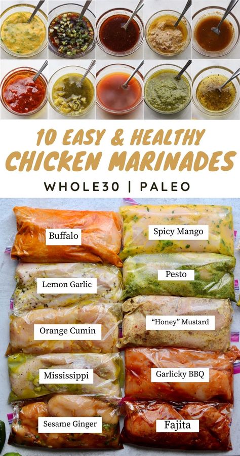 10 Healthy Chicken Marinades - Cook At Home Mom Chicken Breast Marinade Recipes, Meat Marinades, Healthy Chicken Marinade, Chicken Breast Marinade, Whole30 Chicken, Chicken Marinade Recipes, Resep Diet, Makanan Diet, Marinade Recipes