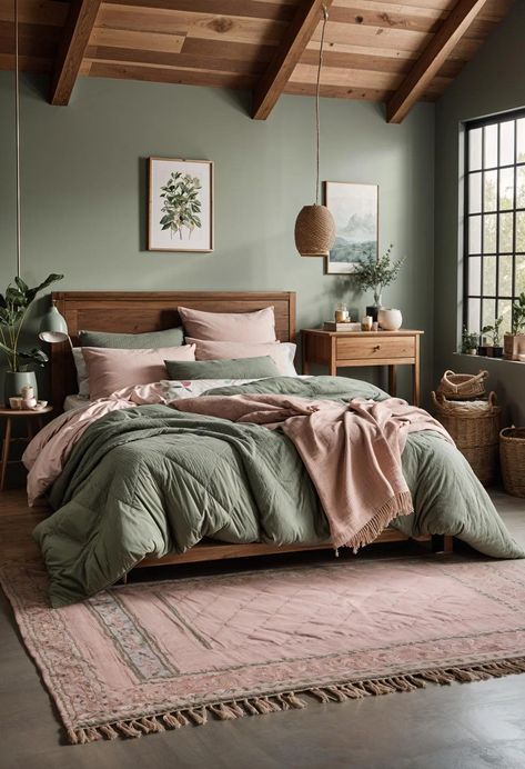 30 Chic Sage Green and Blush Bedroom Ideas 46 Bedroom Inspirations Master Modern Luxury, Colorful Bedroom Ideas For Adults, Basement Master, Colonial Chic, Sage Bedroom, Colonial Interiors, Blush Bedroom, Earthy Bedroom, Sage Green Bedroom