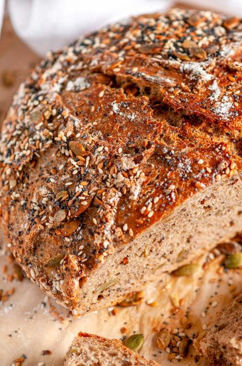 Artesian Bread, Multigrain Bread Recipe, Baking For Beginners, Multi Grain Bread, Oven Bread, Multigrain Bread, Wheat Bread Recipe, Dutch Oven Bread, Knead Bread Recipe