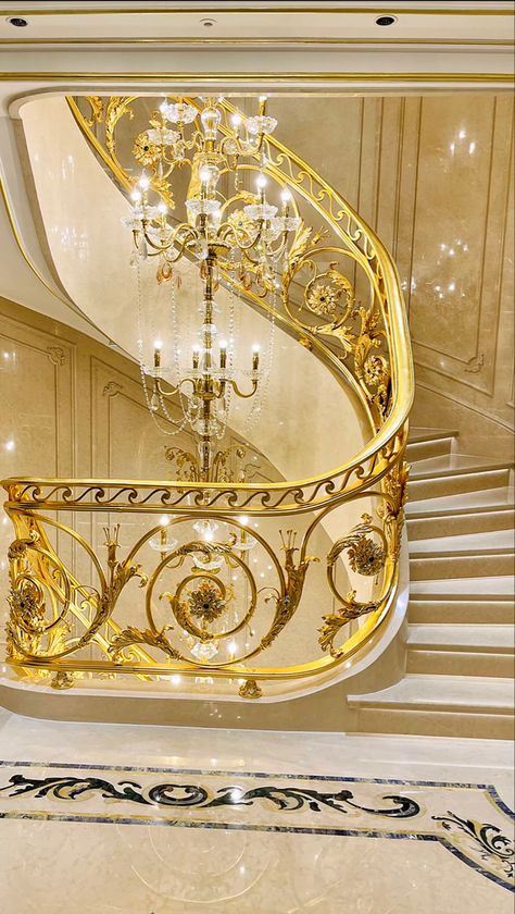 Stairs Classic, Round Stairs, Double Height Living Room, Luxury Staircase, Maxence Danet, Staircase Railing Design, Beautiful Butterfly Pictures, Stair Railing Design, Fantasy Rooms