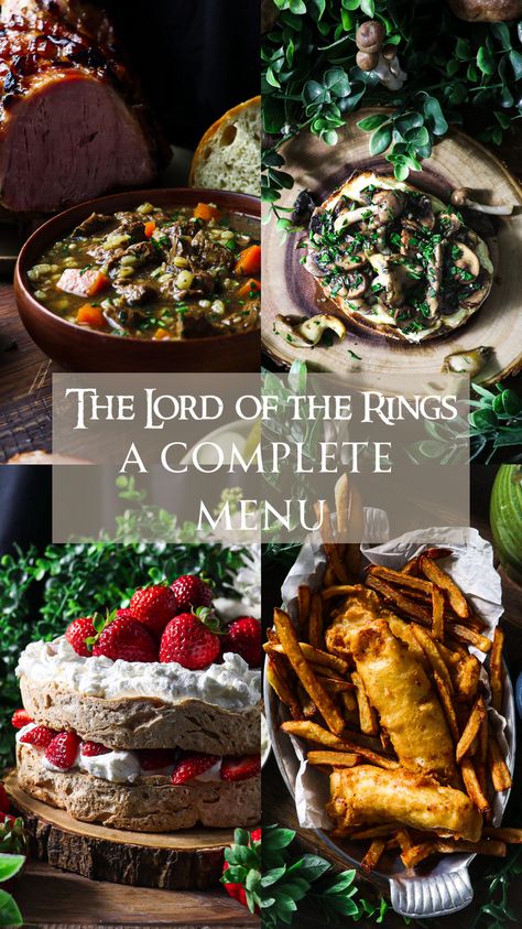 Lord Of The Rings Cookbook, Lord Of The Rings Movie Marathon Food, Eat Like A Hobbit, Lord Of The Ring Food Ideas, Food From Lord Of The Rings, Foodie Party Theme, Hobbit Meals Schedule, Hobbit Food Schedule, Hobbit Themed Thanksgiving