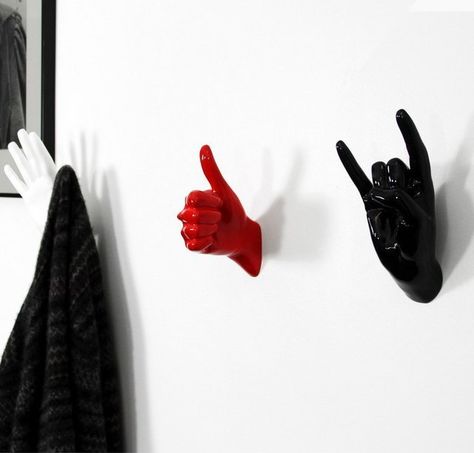 Hand Hook Set #Coat, #Cool, #Decorative, #Hook, #Rock, #Wall Fun Towels, Hanger Design, Storage House, Objet Design, Coat Stands, Creative Wall, Towel Hooks, Hand Shapes, Coat Hanger