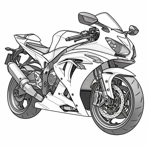 Kawasaki Drawing, Motorbike Drawing, Cycle Drawing, Bike Artwork, Moto Yamaha, Complex Art, Motorcycle Drawing, Bike Drawing, Bike Sketch