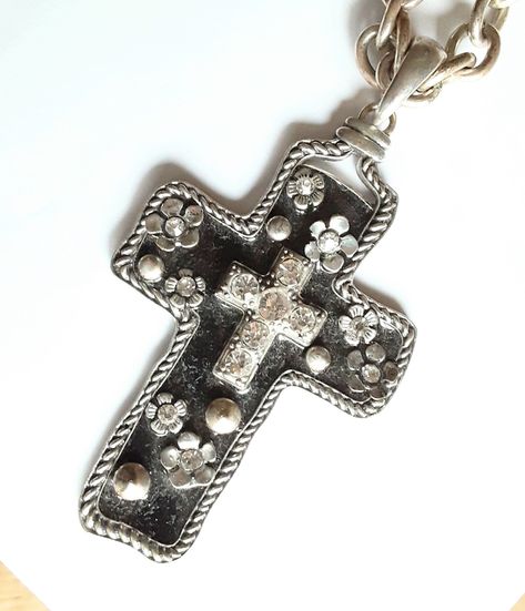 Vintage Wedding Jewelry, Rhinestone Cross, Dope Jewelry, Reclaimed Vintage, Christian Jewelry, Cross Jewelry, Silver Enamel, Dream Jewelry, Rope Chain