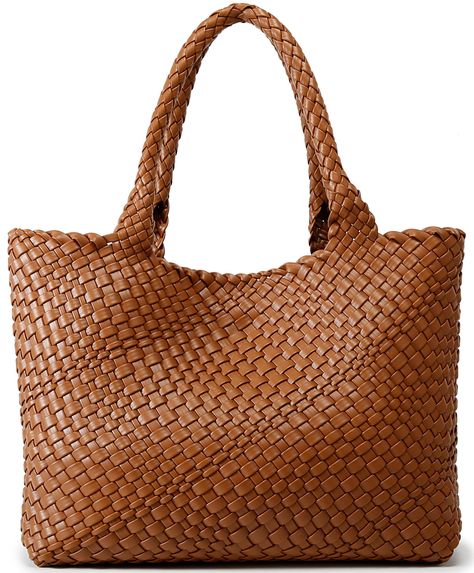 PRICES MAY VARY. 【Queenoris top handle shoulder tote bag】It is made of vegan leather and no animals are harmed, it is a hand-woven tote bag and very comfortable to the touch. It is a fashionable tote bag you need to carry for daily leisure, relaxing vacations. 【Size】13.7*6.2*11.4 inches, weighs 2.2 pounds. The one-shoulder carrying height is 8.2 inches which reserved a long enough carry so that it can easily pass through your shoulders. It has an extra clutch and measures 9*2.55*6 inches. 【Large Chic Cheap Box Bag For Errands, Luxury Everyday Signature Coated Canvas Bags, Cheap Chic Flap Bag, Cheap Bags For Fall, Cheap Tote Shoulder Bag For Fall, Cheap Tan Bags For Errands, Cheap Soft Leather Shoulder Bag Gift, Cheap Versatile Shoulder Bag For Fall, Cheap Rectangular Bags For Day Out