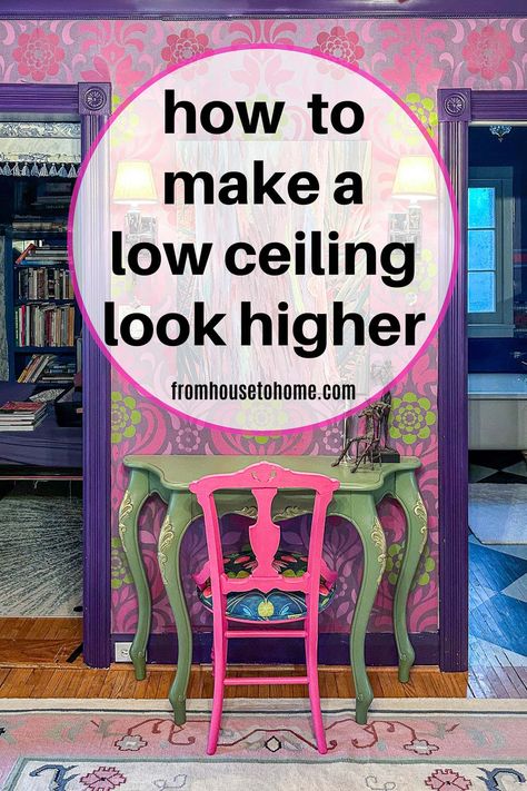 How To Make Ceilings Look Higher Living Room Low Ceiling Decorating Ideas, Bedroom Dark Ceiling Light Walls, How To Make Your Ceiling Look Higher, Short Ceiling Bedroom Ideas, Low Ceilings Living Room, How To Make A Room Look Taller, 8ft Ceiling Ideas, Bedroom With Low Ceiling, Make Ceilings Look Higher